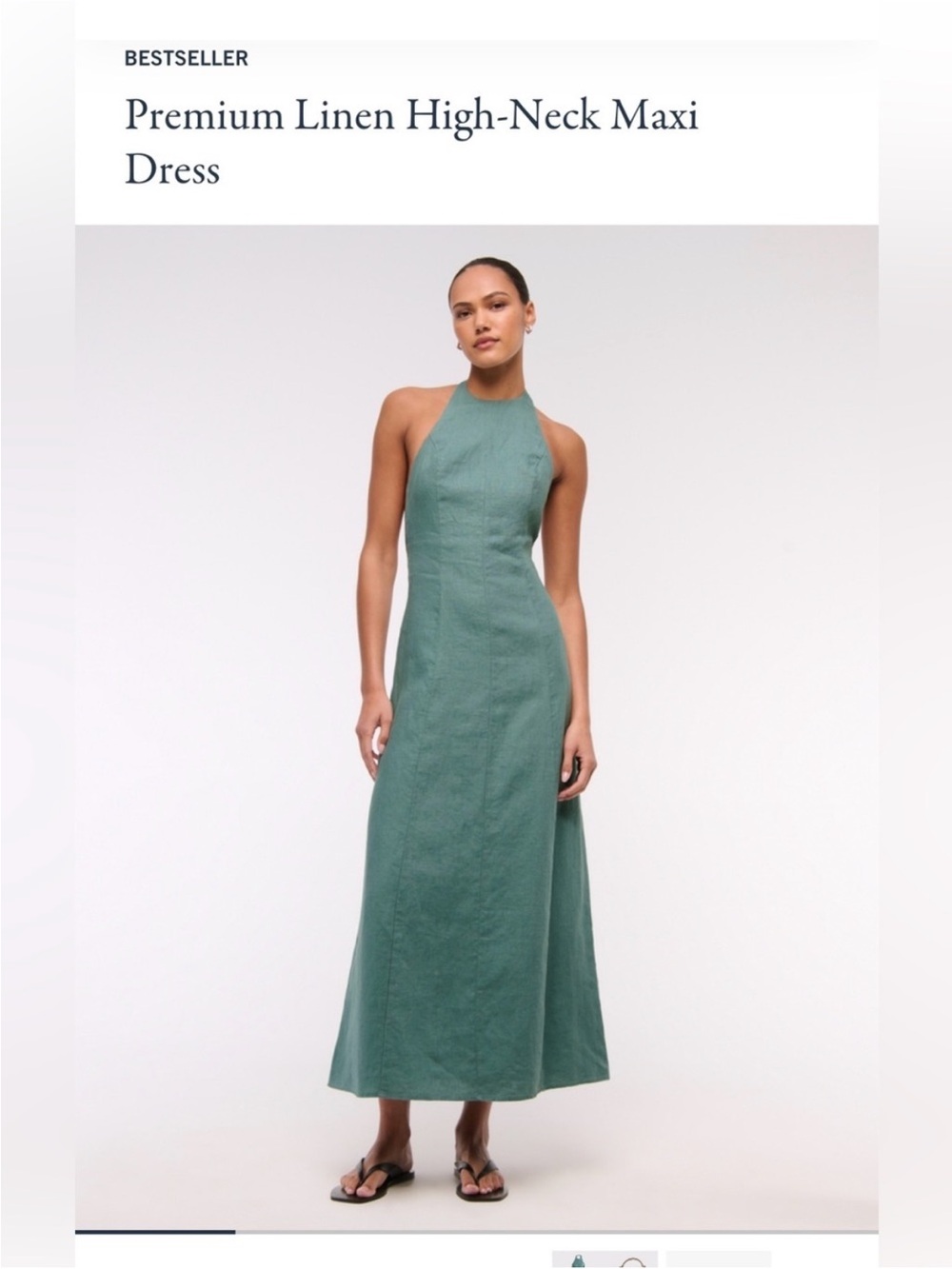 Abercrombie & Fitch Premium Linen High-Neck Maxi Dress